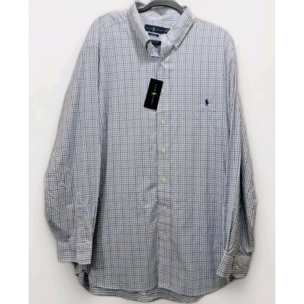 NWT Polo Ralph Lauren Performance Shirt Mens 2XB 2TG Gingham Check‎ Long-Sleeve
